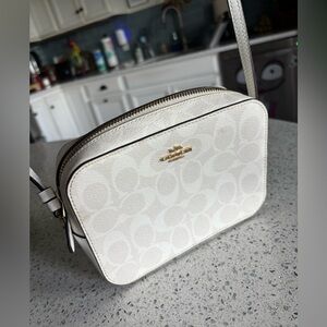 Coach White Signature Canvas Crossbody Bag